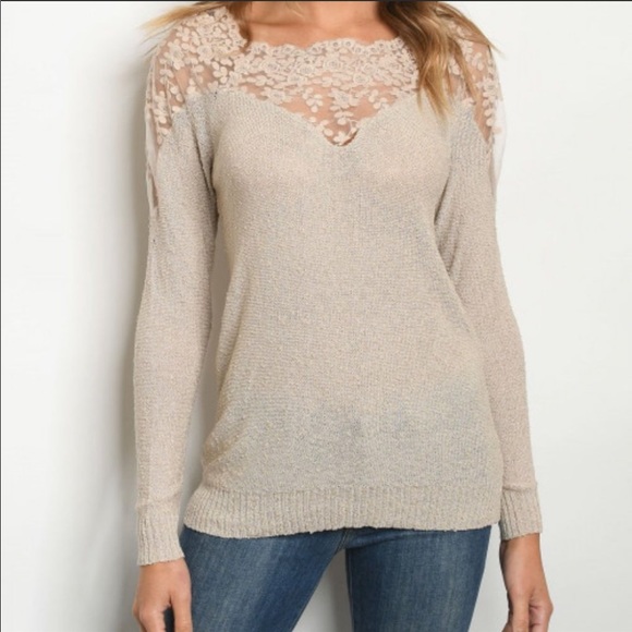 BLACK LACE & KNIT TOP - Picture 6 of 6